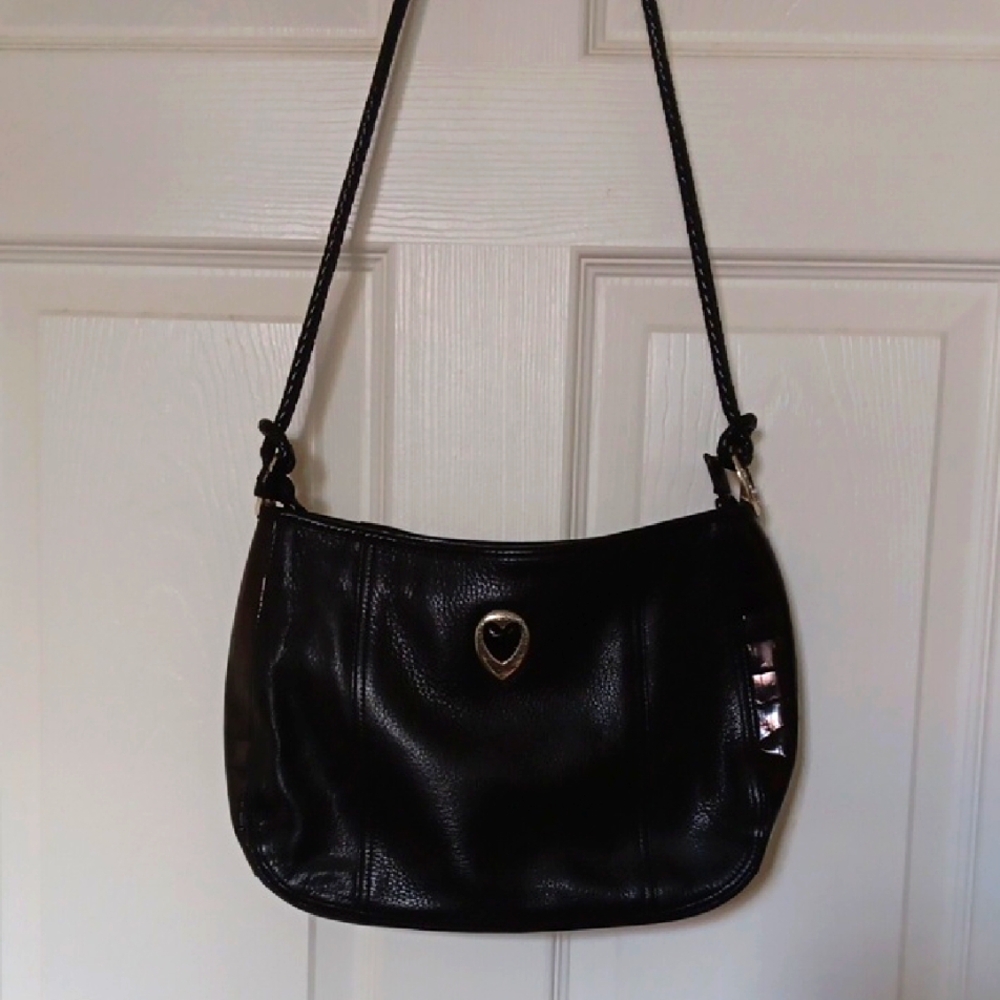 Vintage Elegant Black Leather Shoulder Bag.Brighton.In amazing Condition!!